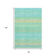 8' X 10' Aqua Yellow And Peach Striped Washable Area Rug With UV Protection