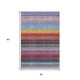 3' X 5' Lavender Red And Orange Striped Washable Area Rug With UV Protection