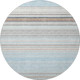 8' Sky Blue Gray And Ivory Striped Washable Round Rug With UV Protection