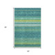 5' X 8' Teal Lime Green And Sky Blue Striped Washable Area Rug With UV Protection