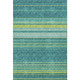 10' X 14' Teal Lime Green And Sky Blue Striped Washable Area Rug With UV Protection