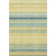 3' X 5' Yellow Ivory And Wheat Striped Washable Area Rug With UV Protection