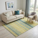5' X 8' Yellow Ivory And Wheat Striped Washable Area Rug With UV Protection