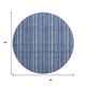 8' Denim Blue And Ivory Striped Washable Round Rug With UV Protection
