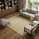 10' X 14' Wheat Gray And Gold Striped Washable Area Rug With UV Protection