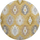 8' Gold Gray And Silver Southwestern Washable Round Rug With UV Protection