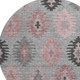 8' Gray Mauve And Silver Southwestern Washable Round Rug With UV Protection