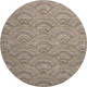 8' Brown Beige And Taupe Geometric Washable Round Rug With UV Protection