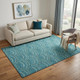 5' X 8' Teal Ivory And Fern Green Geometric Washable Area Rug With UV Protection