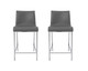 Set of Two 24" Gray And Silver Steel Low Back Counter Height Bar Chairs
