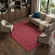 8' X 10' Red And Ivory Geometric Washable Area Rug With UV Protection