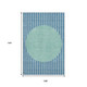 9' X 12' Teal Ivory And Aqua Striped Washable Area Rug With UV Protection