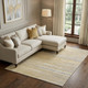 8' X 10' Gold Gray And Ivory Striped Washable Area Rug With UV Protection