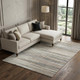 9' X 12' Ivory Gray And Brown Striped Washable Area Rug With UV Protection