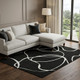 10' X 14' Black And Ivory Abstract Washable Area Rug With UV Protection