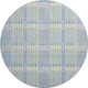 8' Denim Blue Ivory And Gray Plaid Washable Round Rug With UV Protection