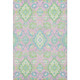 8' X 10' Pink Teal And Lime Green Oriental Washable Area Rug With UV Protection