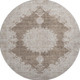 8' Brown Ivory And Beige Oriental Washable Round Rug With UV Protection