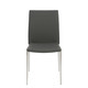 Set of Two Gray and Silver Upholstered Leather Dining Side Chairs