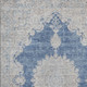 3' X 5' Navy Blue Gray And Ivory Oriental Washable Area Rug With UV Protection