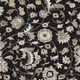 3' X 5' Black Ivory And Beige Floral Washable Area Rug With UV Protection