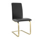 Set of Two Black and Gold Upholstered Leather Dining Side Chairs