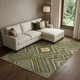 9' X 12' Olive Green Ivory And Brown Tribal Washable Area Rug With UV Protection