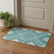 3' X 5' Teal Beige And Aqua Tribal Washable Area Rug With UV Protection