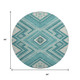 8' Teal Beige And Aqua Tribal Washable Round Rug With UV Protection