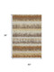3' X 5' Coffee Beige And Copper Striped Washable Area Rug With UV Protection