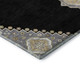 8' Black Beige And Gold Oriental Washable Round Rug With UV Protection