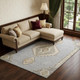 10' X 14' Gray Gold And Beige Oriental Washable Area Rug With UV Protection