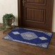 3' X 5' Navy Blue Ivory And Gray Oriental Washable Area Rug With UV Protection