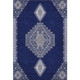 10' X 14' Navy Blue Ivory And Gray Oriental Washable Area Rug With UV Protection