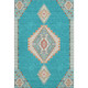 10' X 14' Teal Salmon And Beige Oriental Washable Area Rug With UV Protection
