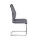 Set of Two Gray and Silver Upholstered Leather Dining Side Chairs