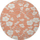8' Coral And Ivory Floral Washable Round Rug With UV Protection