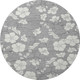 8' Gray And Ivory Floral Washable Round Rug With UV Protection