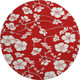 8' Red And Ivory Floral Washable Round Rug With UV Protection