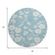8' Sky Blue And Ivory Floral Washable Round Rug With UV Protection