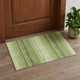 3' X 5' Lime Green Gray And Ivory Striped Washable Area Rug With UV Protection