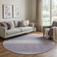 8' Lavender And Ivory Striped Washable Round Rug With UV Protection