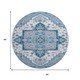 8' Blue Ivory And Gray Oriental Washable Round Rug With UV Protection