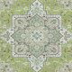 3' X 5' Green Ivory And Gray Oriental Washable Area Rug With UV Protection