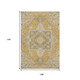 9' X 12' Gold Blue And Gray Oriental Washable Area Rug With UV Protection