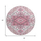 8' Pink Ivory And Gray Oriental Washable Round Rug With UV Protection