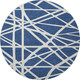 8' Navy Blue And Ivory Geometric Washable Round Rug With UV Protection