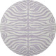 8' Lavender And Ivory Animal Print Washable Round Rug With UV Protection