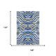10' X 14' Navy Blue And Ivory Animal Print Washable Area Rug With UV Protection