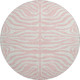 8' Pink And Ivory Animal Print Washable Round Rug With UV Protection